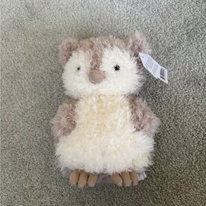 Jellycat Cream and Light Brown Fluffy Little Owl Plush